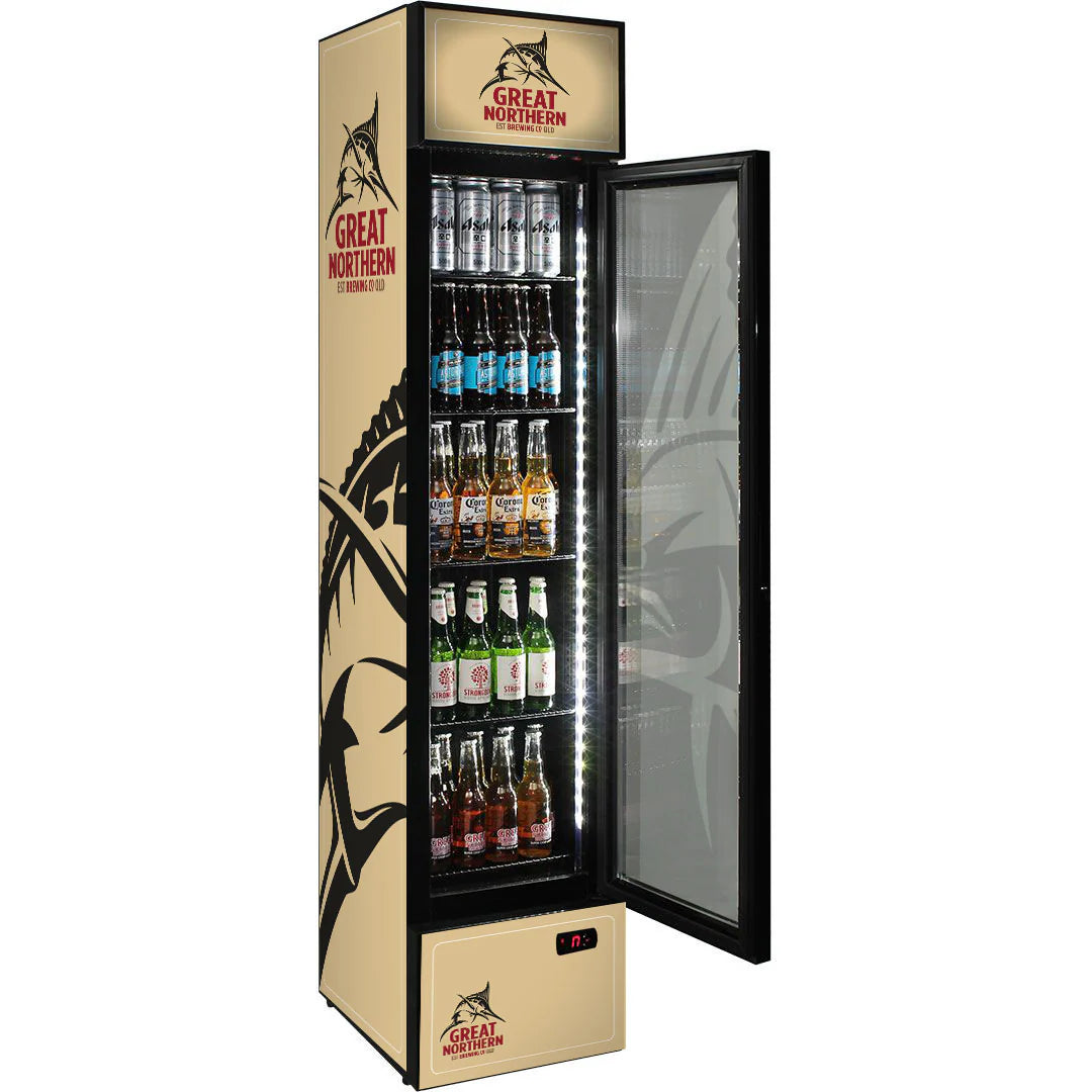 Great Northern Branded Skinny Upright Bar Fridge