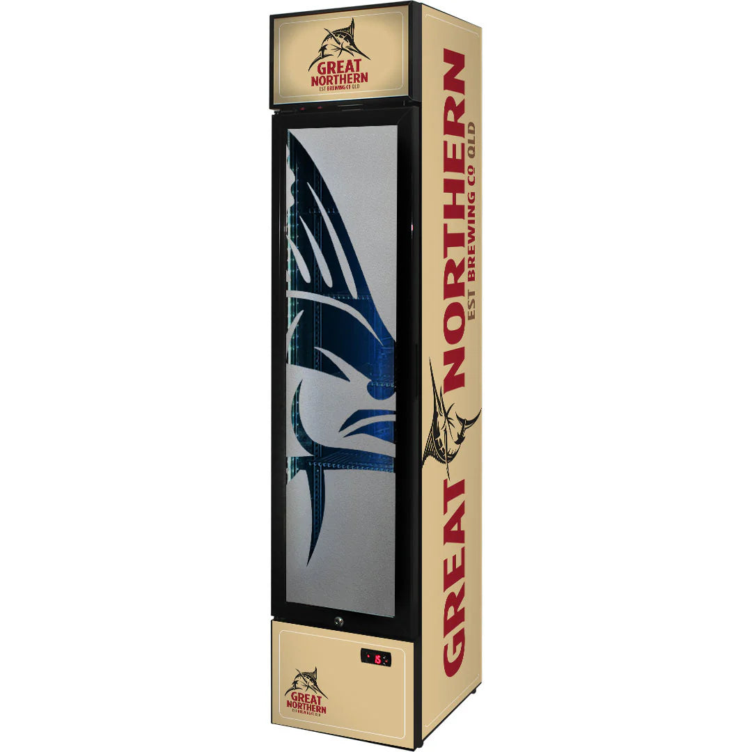 Great Northern Branded Skinny Upright Bar Fridge