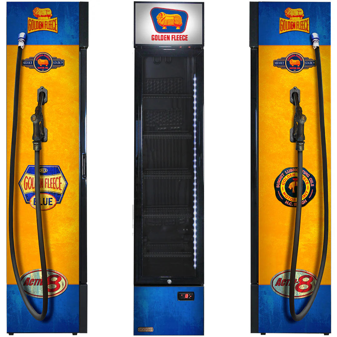 Golden Fleece - Fuel Pump Branded Skinny Upright Bar Fridge