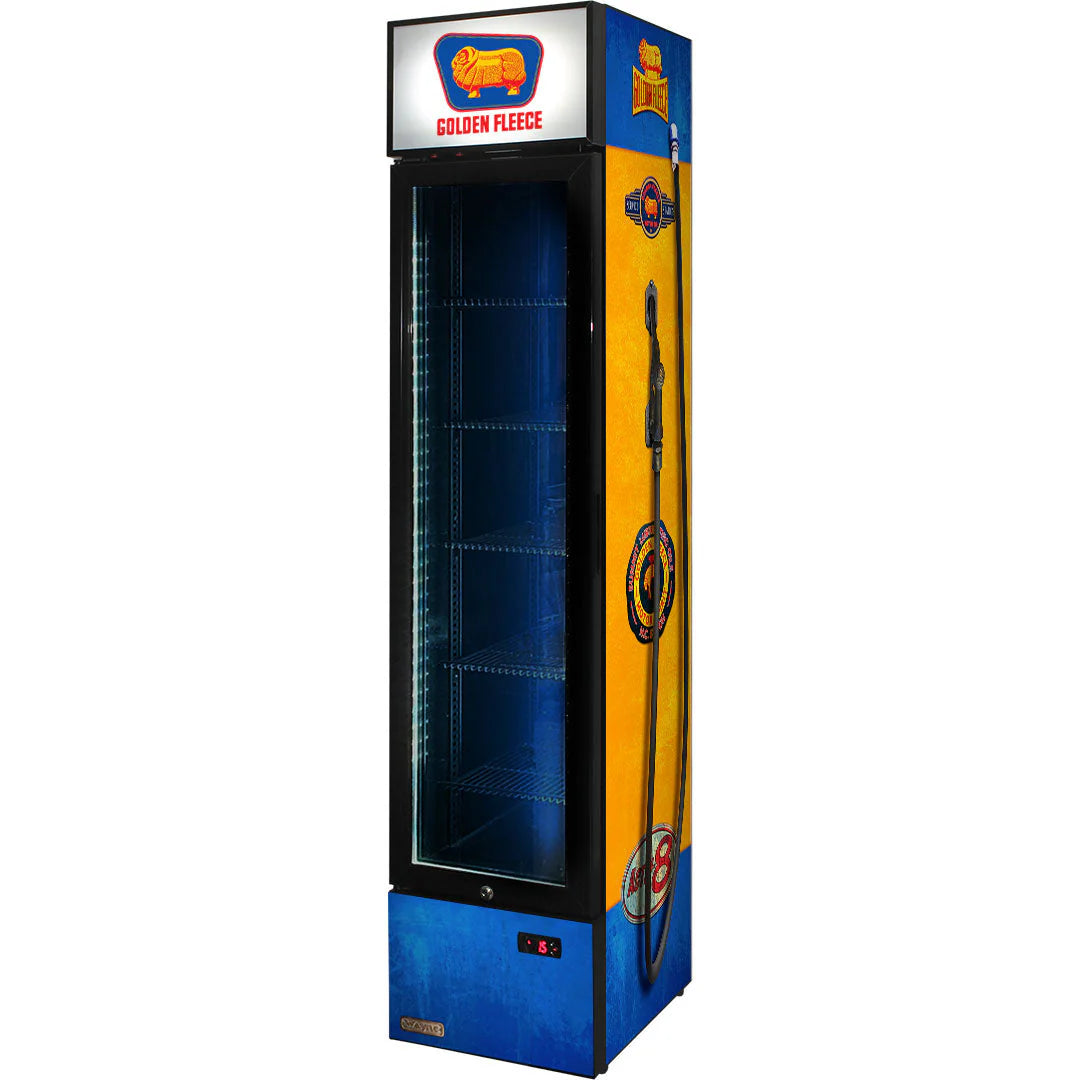 Golden Fleece - Fuel Pump Branded Skinny Upright Bar Fridge