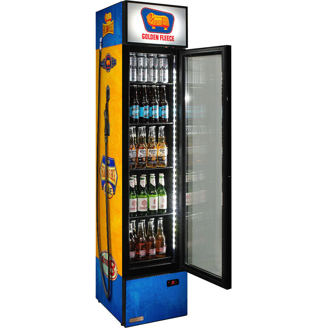 Golden Fleece - Fuel Pump Branded Skinny Upright Bar Fridge