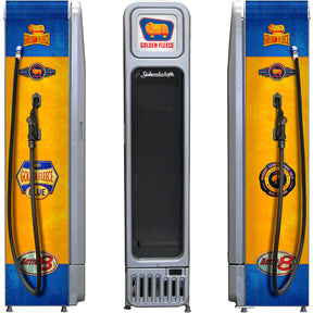 Golden Fleece Fuel Pump Skinny Glass Door Upright Cool Retro Bar Fridge - Model SK135L-FP-FLEECE 