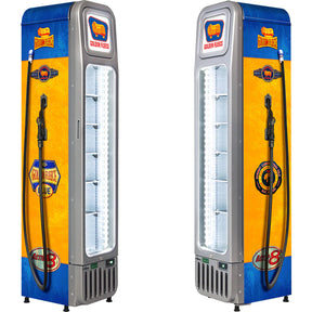 Golden Fleece Fuel Pump Skinny Glass Door Upright Cool Retro Bar Fridge - Model SK135L-FP-FLEECE 