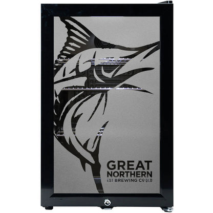 Great Northern Branded Glass Door Bar Fridge With Cool Frosted Door Logo