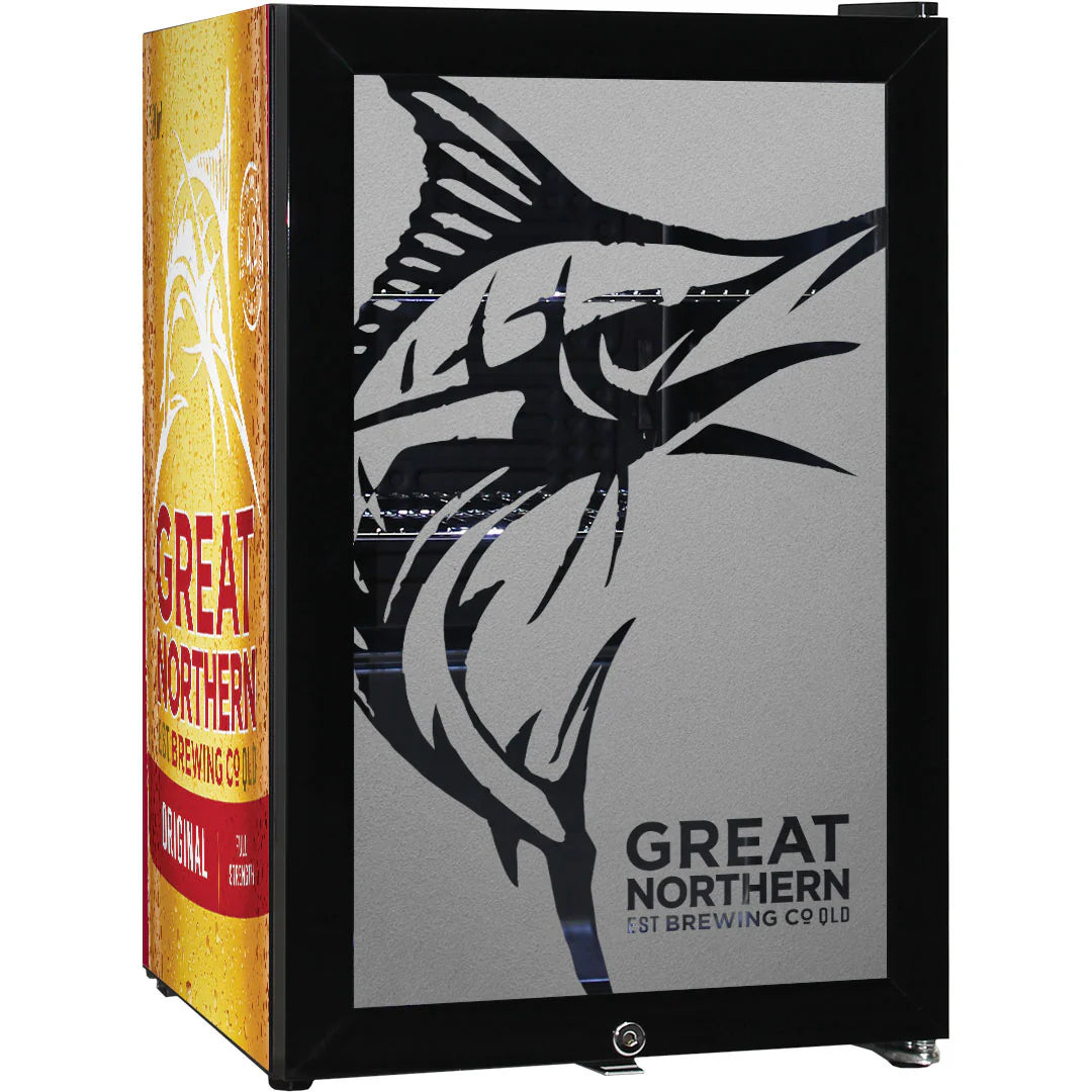 Great Northern Original Branded Glass Door Bar Fridge With Cool Frosted Door Logo