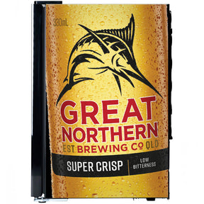 Great Northern Super Crisp Branded Glass Door Bar Fridge With Cool Frosted Door Logo