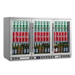 Heated Glass 3-Door Under Bench Beverage Fridge 5-Year Warranty (+$399)