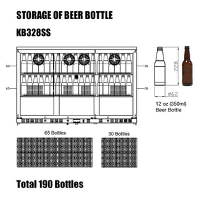 Heated Glass 3-Door Under Bench Beverage Fridge 5-Year Warranty (+$399)