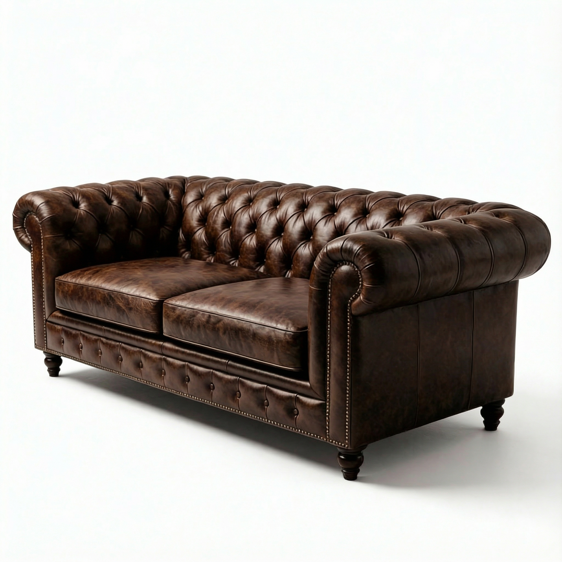 Winston Two Seat Classic Vintage Leather Chesterfield lounge – Cigar Brown
