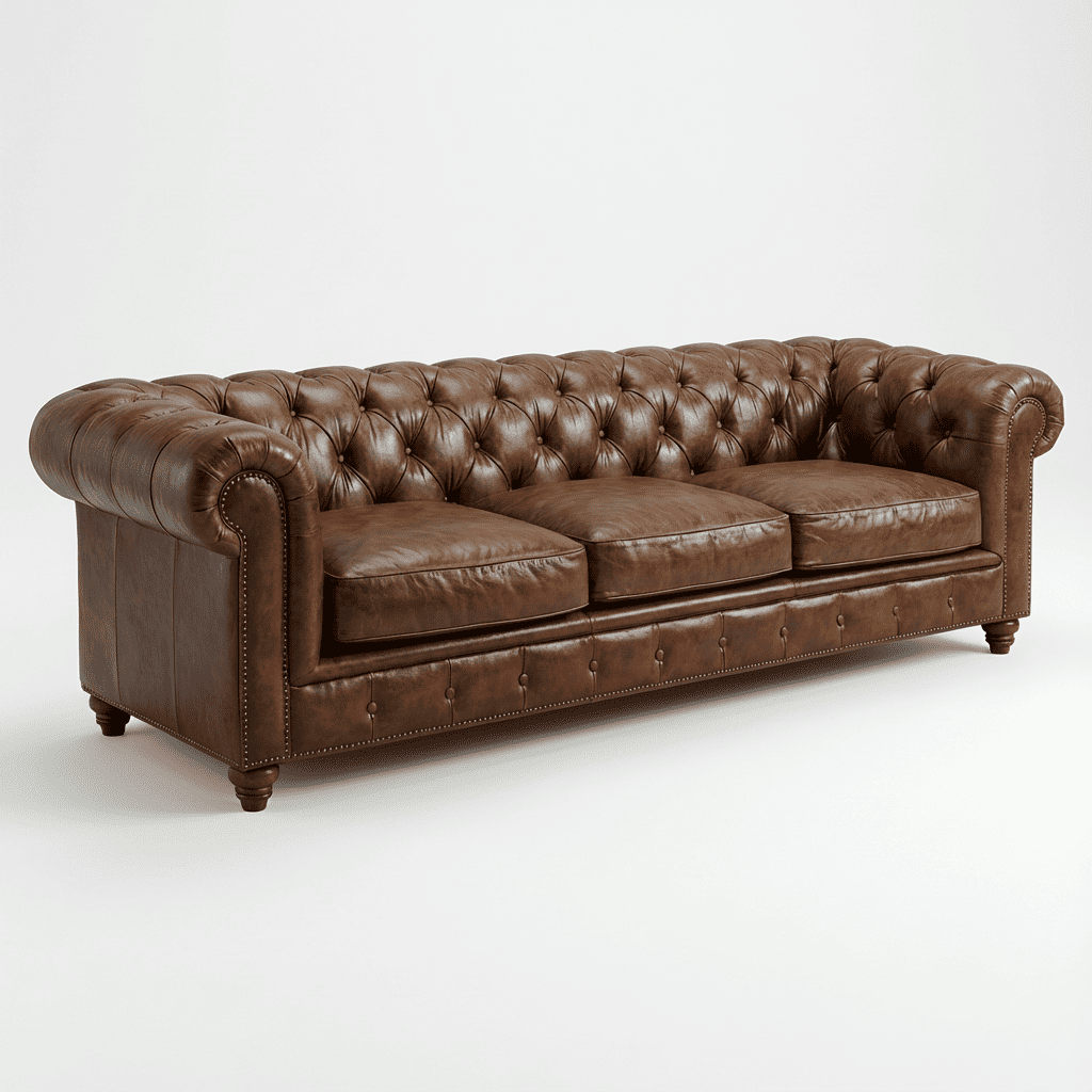 Winston Three Seat Classic Vintage Leather Chesterfield Lounge – Camel Brown