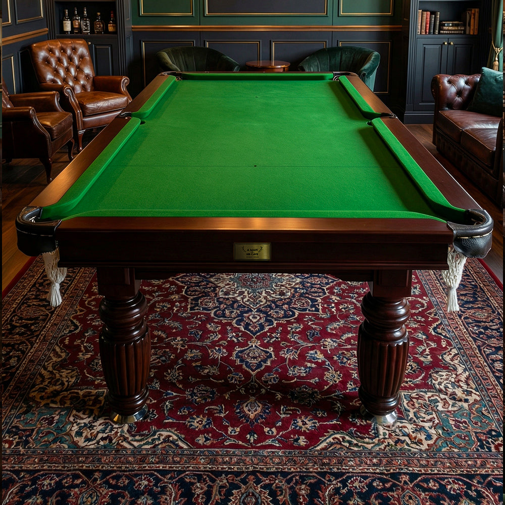 Solid Oak 8ft Slate Pool Table - Walnut Frame/Green Felt [SHIPS IN 5 WEEKS]