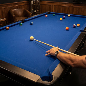Solid Oak 7ft Slate Pool Table - Black Frame/Blue Felt