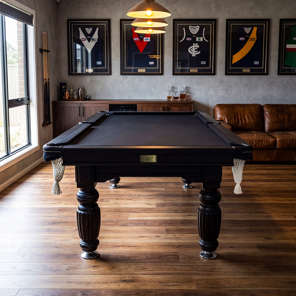 Solid Oak 7ft Slate Pool Table - Black Frame/Black Felt [SHIPS IN 2 WEEKS]