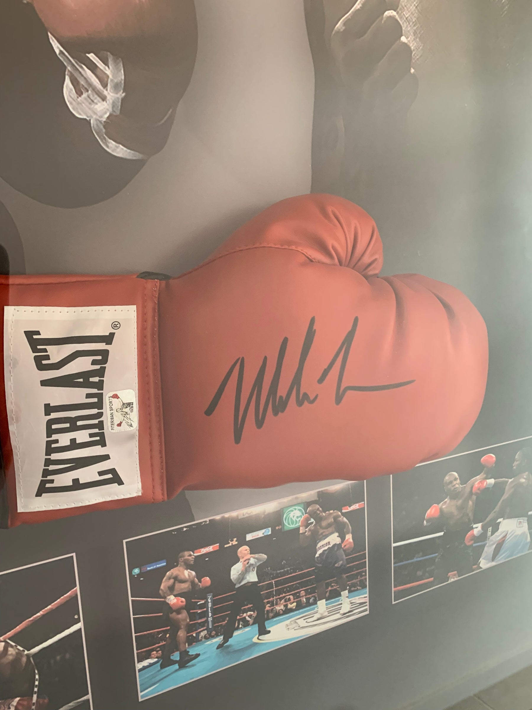 Mike Tyson Signed Authentic Everlast Red Glove With COA And Database Hologram Authentication Framed