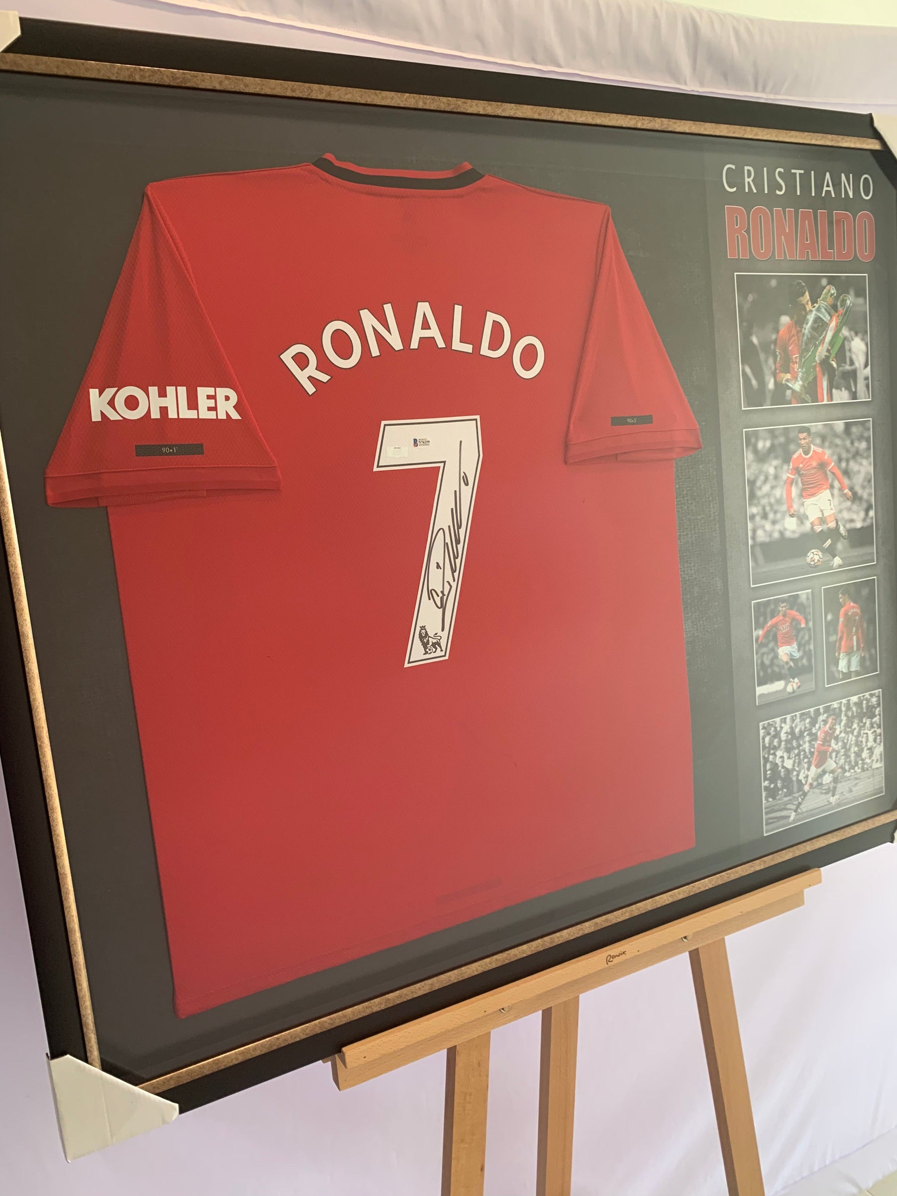 Cristiano Ronaldo Personally Hand Signed Framed Manchester United Jersey With Beckett Authentication