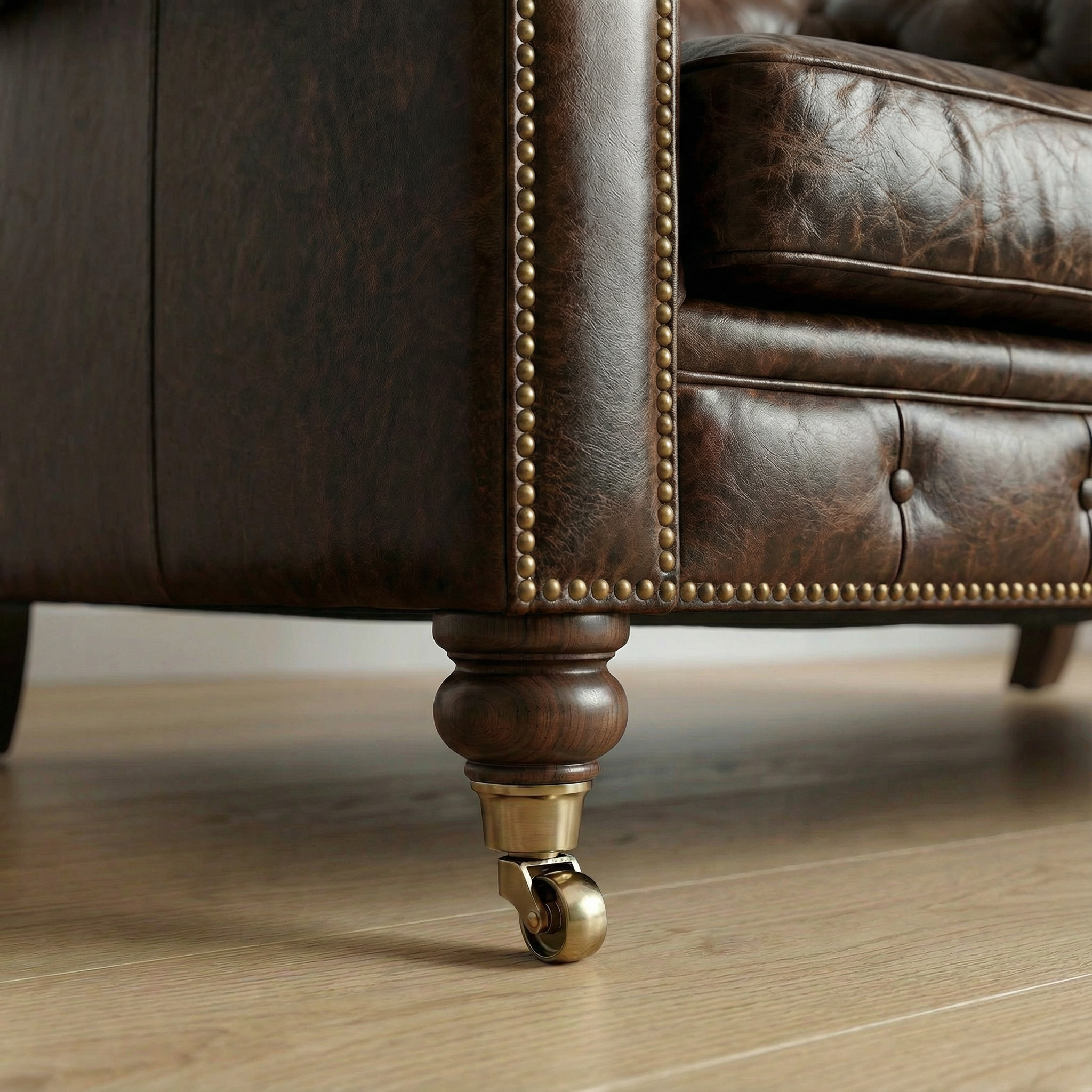 Winston Two Seat Classic Vintage Leather Chesterfield lounge – Cigar Brown