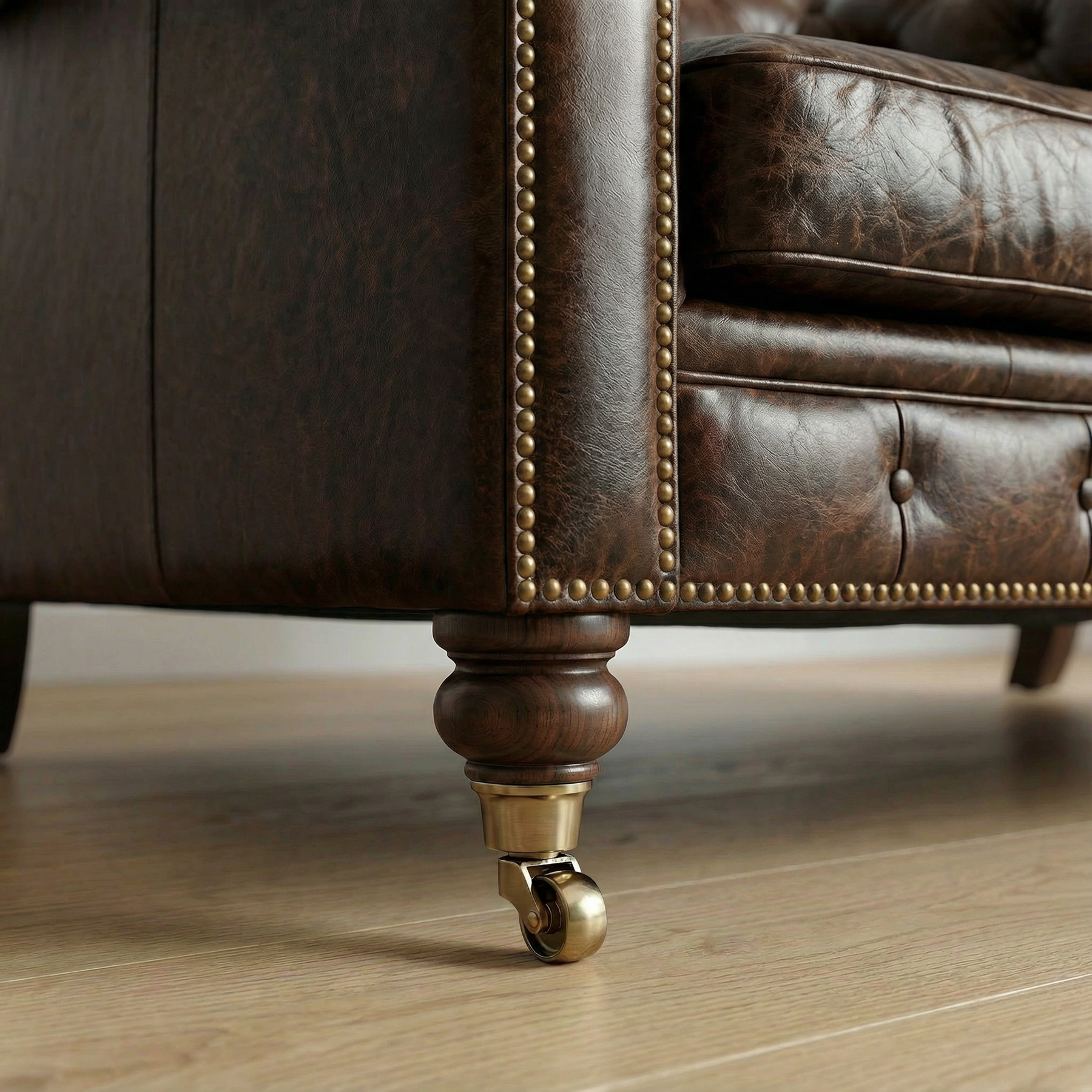 Winston Two Seat Classic Vintage Leather Chesterfield lounge – Cigar Brown