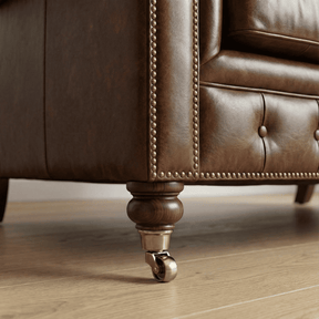 Winston Two Seat Classic Vintage Leather Chesterfield Lounge – Camel Brown