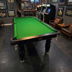 Solid Oak 8ft Slate Pool Table - Black Frame/Green Felt