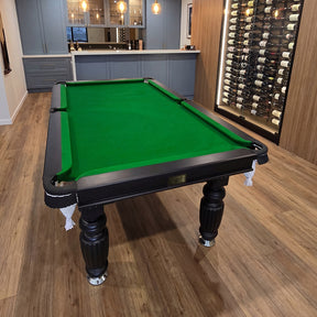 Solid Oak 8ft Slate Pool Table - Black Frame/Green Felt