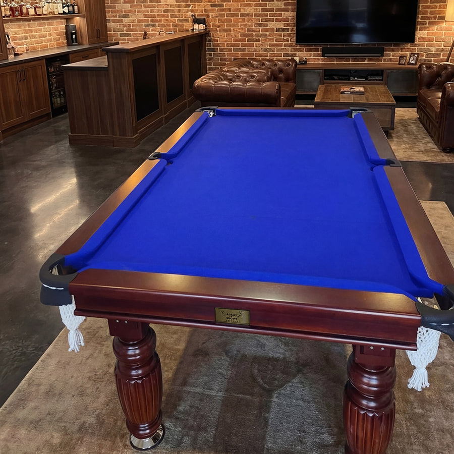 8ft slate pool table walnut frame blue felt Australia