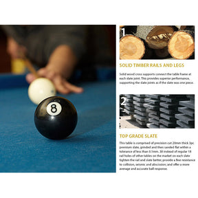 MACE 7FT Luxury Oak Slate Pool / Billards / Snooker Table With Dining Top Siren – FY