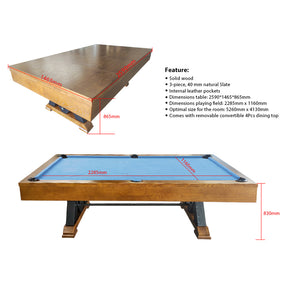 MACE 8FT 2-IN-1 Multifunctional Slate Billiard / Pool Table With Dining Top – C001