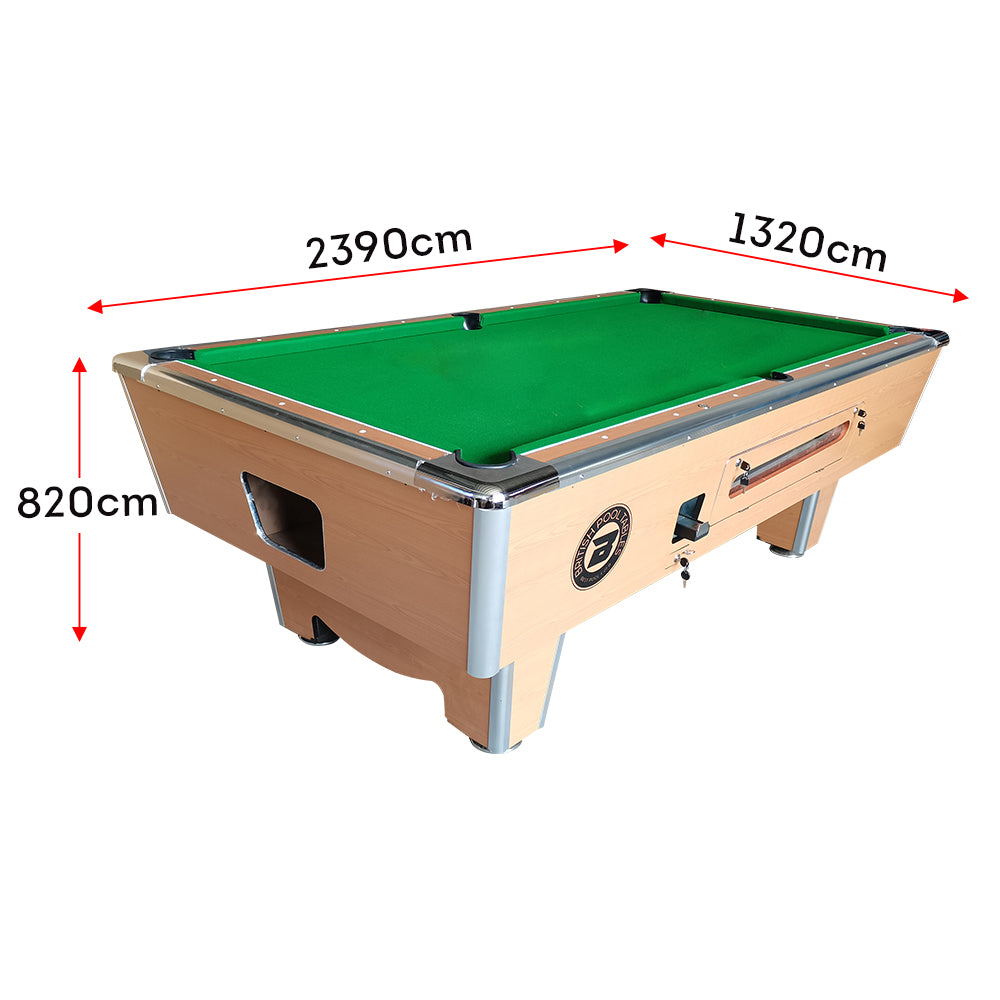 MACE P058 8FT Slate Coin Operated Pool, Billiards Table – Green&Wood
