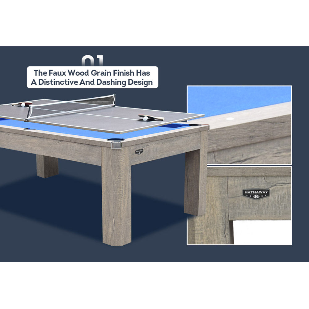 7FT 003 MDF 3IN1 Pool Table/Table Tennis Table/Dining Table Vintage Wood Grain (ON BACK ORDER FOR THE 4TH JULY)