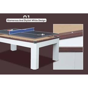 7FT 003 MDF 3-IN-1 Pool Table/Table Tennis Table/Dining Table White (ON BACK ORDER FOR THE 4TH JULY)