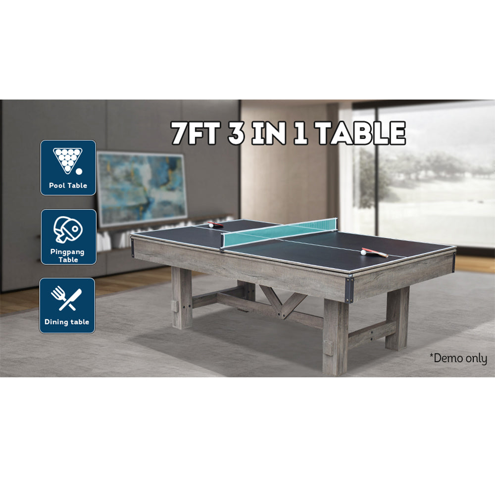 7FT 001 MDF 3IN1 Pool Table/Table Tennis Table/Dining Table Vintage Wood Grain