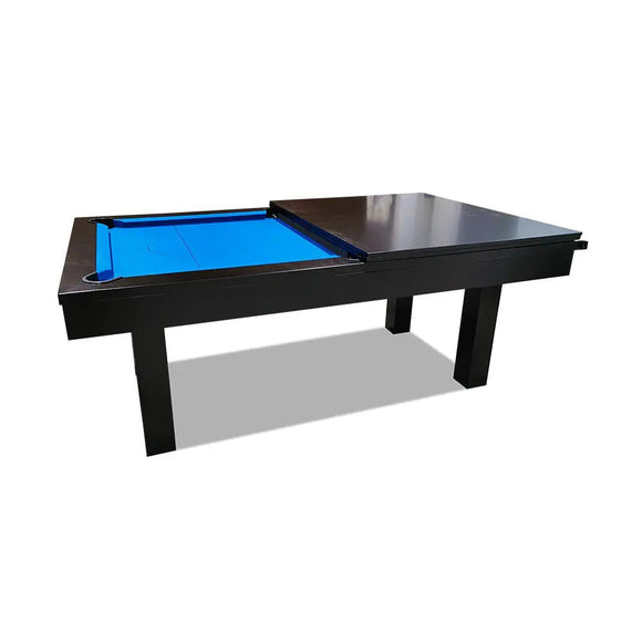 7FT Slate Pool & Dining Table - Black Frame / Blue Felt (BACK IN STOCK EARLY NOVEMBER)