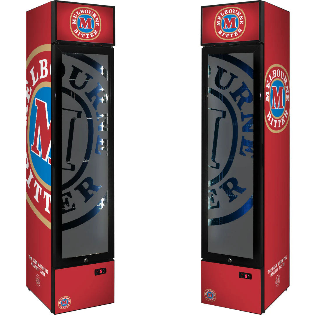 Melbourne Bitter Branded Skinny Upright Bar Fridge