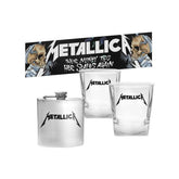 Metallica Set Of 2 Spirit Glasses With Flask And Bar Mat Runner