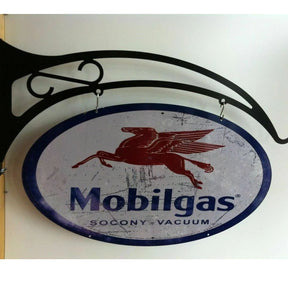 Mobile Gas Retro Oval Design Hanging Sign