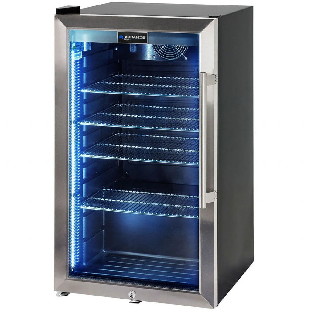 Schmick Outdoor Triple Glazed Alfresco Bar Fridge With Led Strip Lights. Lock and LOW E Glass. Indoor use also perfect! - Model HUS-SC88L-SS