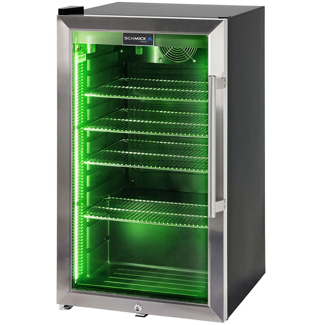 Schmick Outdoor Triple Glazed Alfresco Bar Fridge With Led Strip Lights. Lock and LOW E Glass. Indoor use also perfect! - Model HUS-SC88L-SS