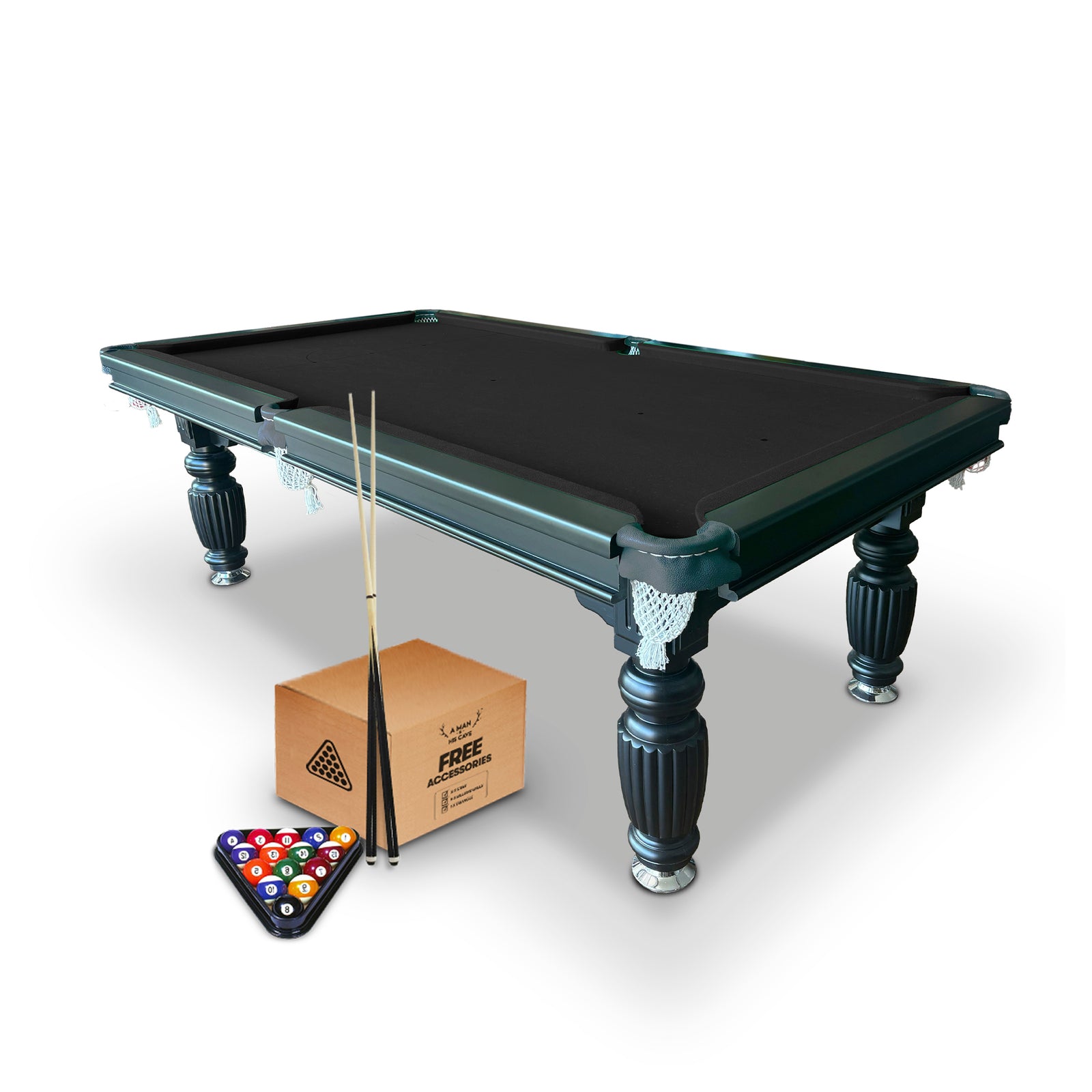 Buy a Classic 7ft Slate Pool Table | Black Frame with Blue Felt – A Man ...