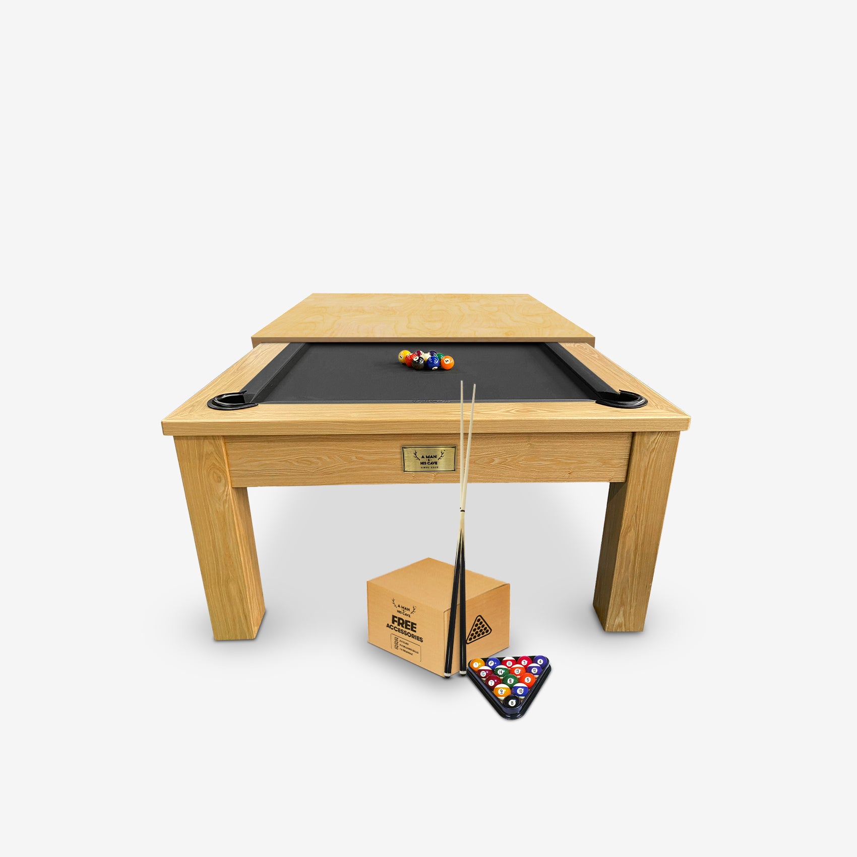 7ft Timber Dining Pool Table - Black Felt [ON BACKORDER FOR LATE OCT]
