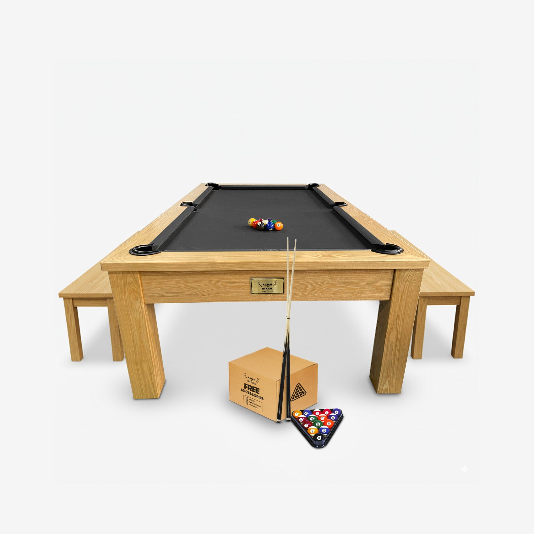 7ft Timber Dining Pool Table - Black Felt [ON BACKORDER FOR LATE OCT]