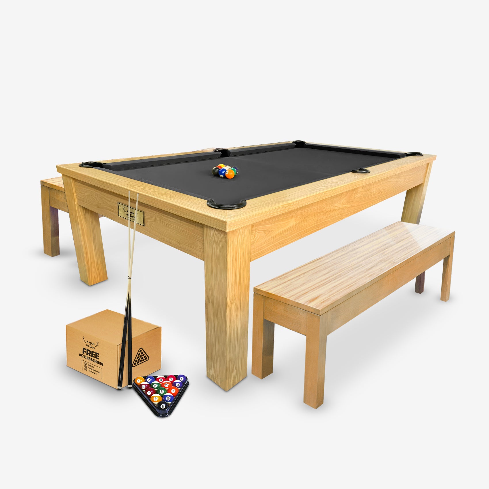 7ft Timber Dining Pool Table - Black Felt [ON BACKORDER FOR LATE OCT]