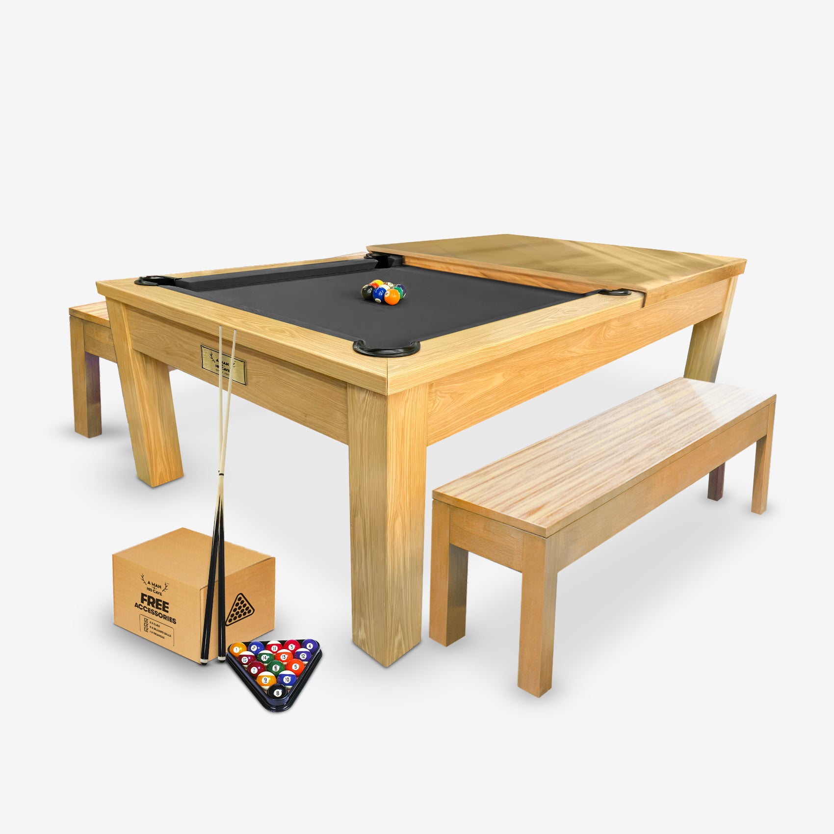 7ft Timber Dining Pool Table - Black Felt [ON BACKORDER FOR LATE OCT]