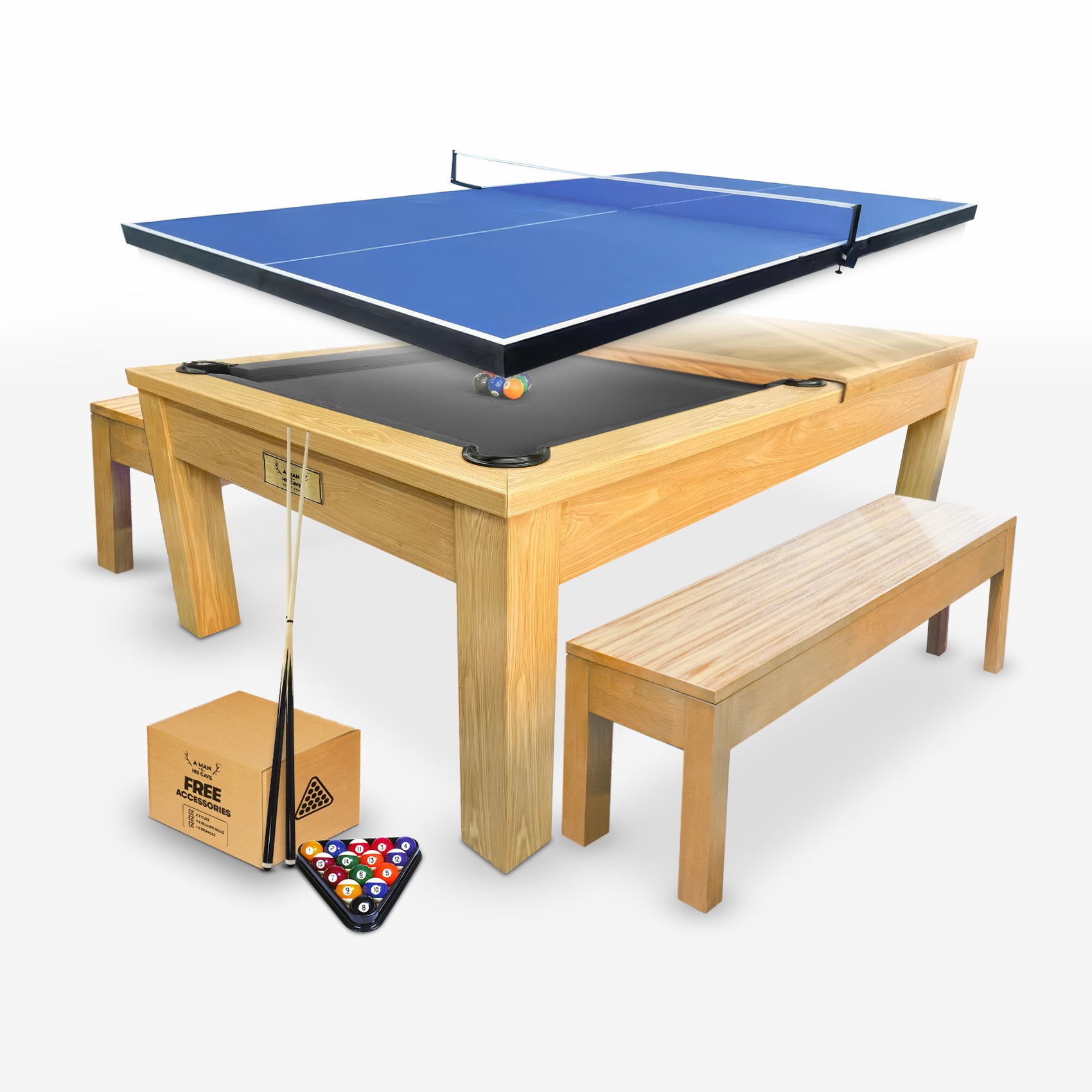 7ft Timber Dining Pool Table - Black Felt [ON BACKORDER FOR LATE OCT]