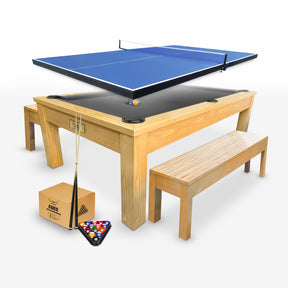 7ft Timber Dining Pool Table - Black Felt [ON BACKORDER FOR LATE OCT]