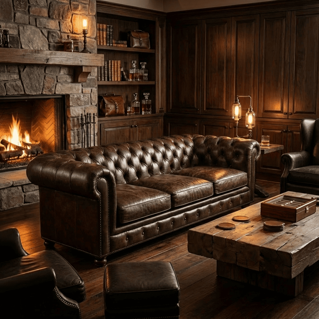 Winston Three Seat Classic Vintage Leather Chesterfield Lounge – Cigar Brown