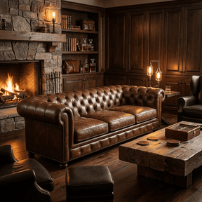 Winston Three Seat Classic Vintage Leather Chesterfield Lounge – Camel Brown