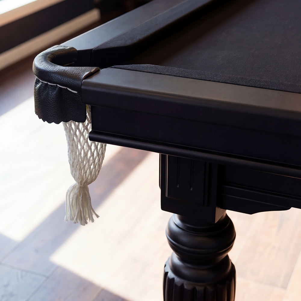Solid Oak 8ft Slate Pool Table - Black Frame/Black Felt