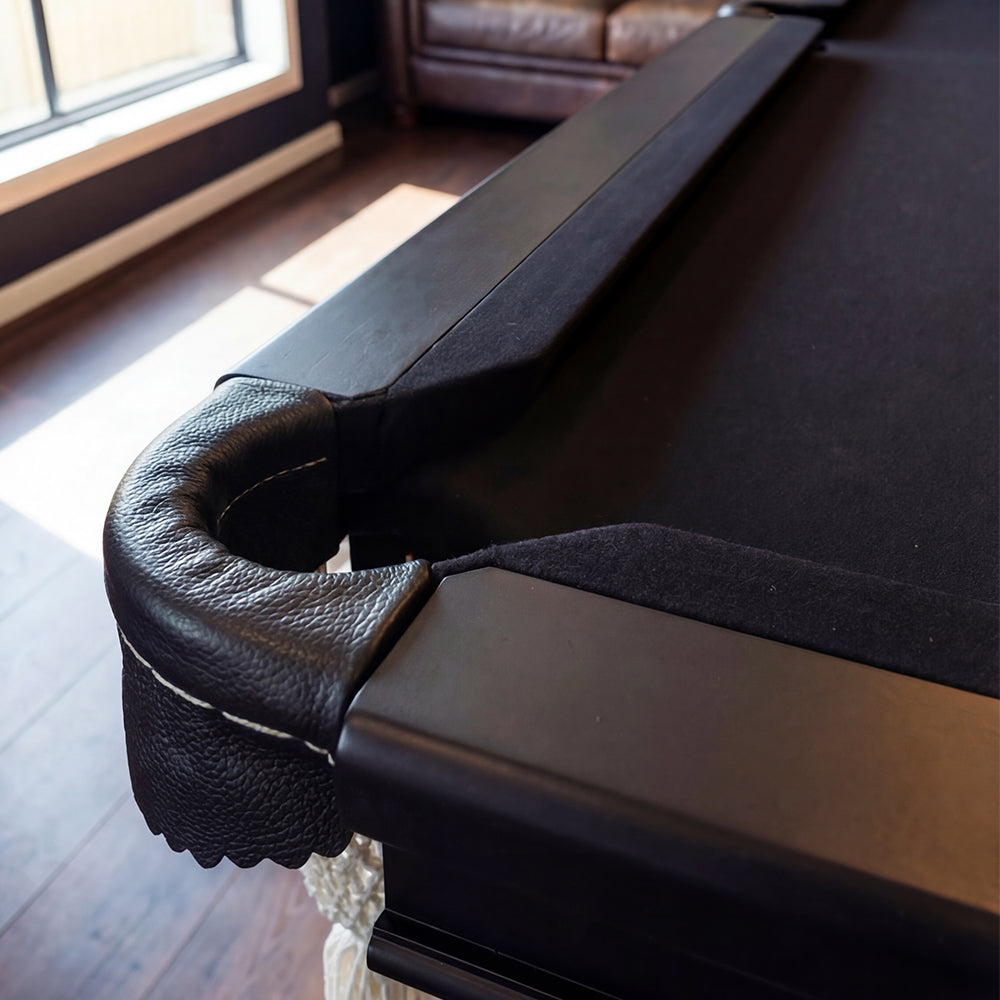 Solid Oak 8ft Slate Pool Table - Black Frame/Black Felt