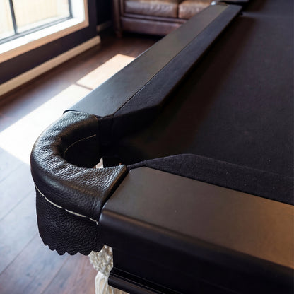 Solid Oak 8ft Slate Pool Table - Black Frame/Black Felt