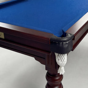 Solid Oak 8ft Slate Pool Table - Walnut Frame/Blue Felt [SHIPS IN 1 WEEK]